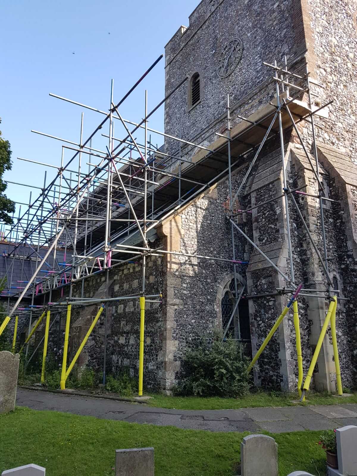 Scaffolding church yard